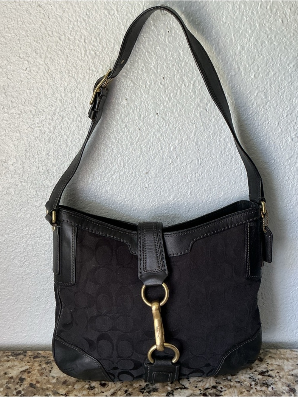 SOLD-Coach Y2K Black Hampton Hobo Bag